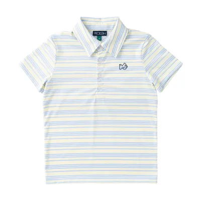 Yellow Pearl Windsurfer Stripe Perf Polo