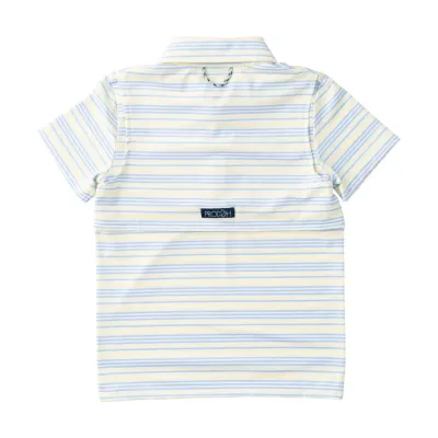 Yellow Pearl Windsurfer Stripe Perf Polo