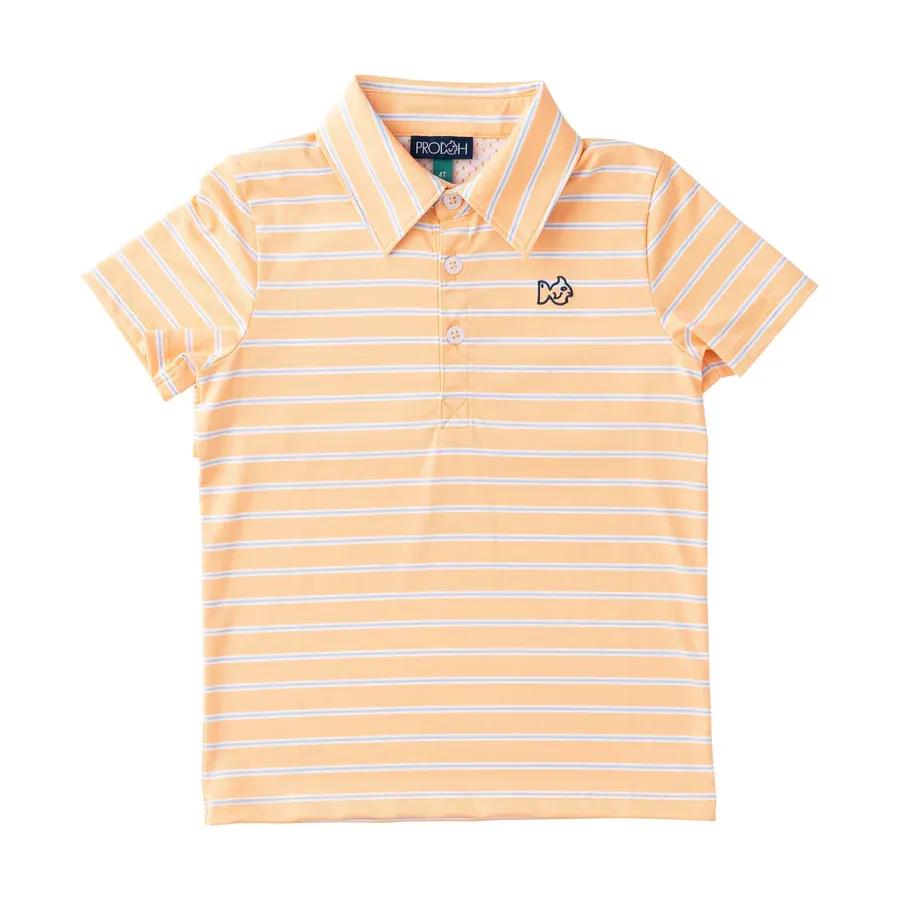 Orange Chiffon Stripe Perf Polo