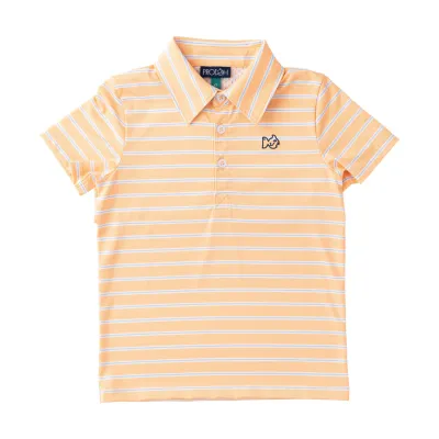 Orange Chiffon Stripe Perf Polo