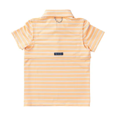 Orange Chiffon Stripe Perf Polo