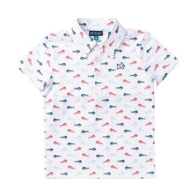 American Mahi Fish Print Perf Polo