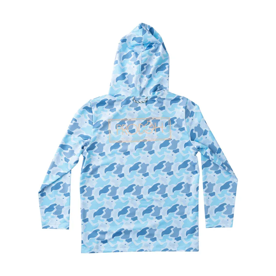 Blue Camo Logo Perf Hoodie