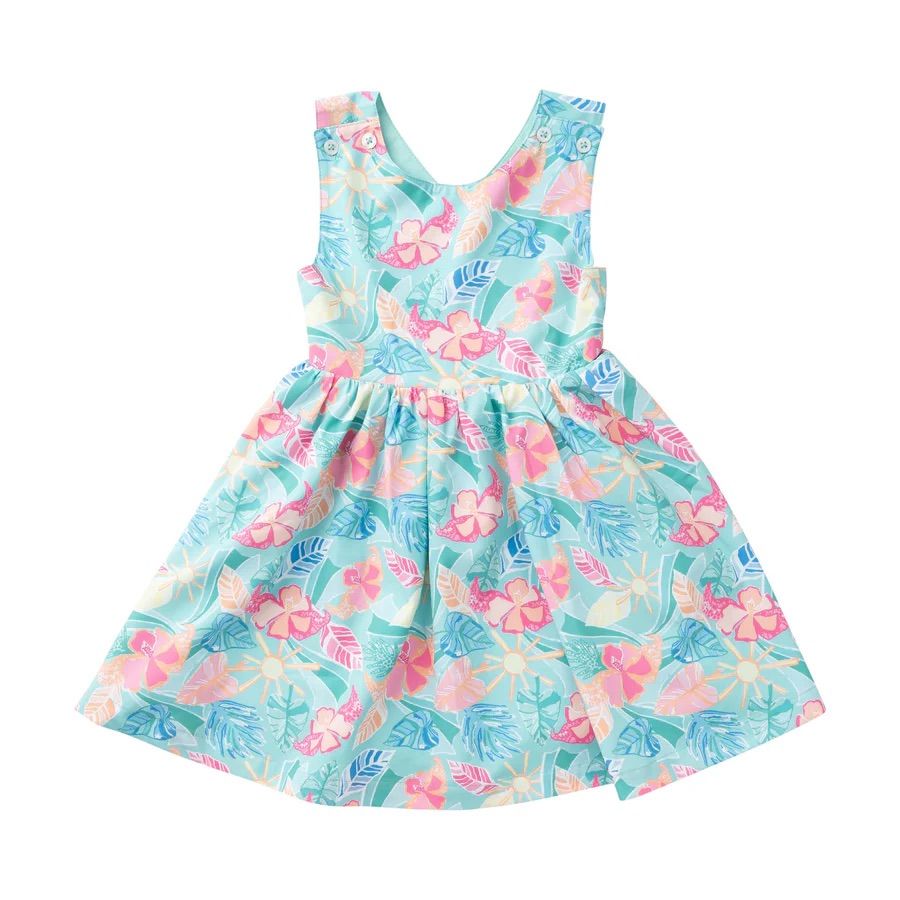 Tropical Palm Crisscross Back Dress