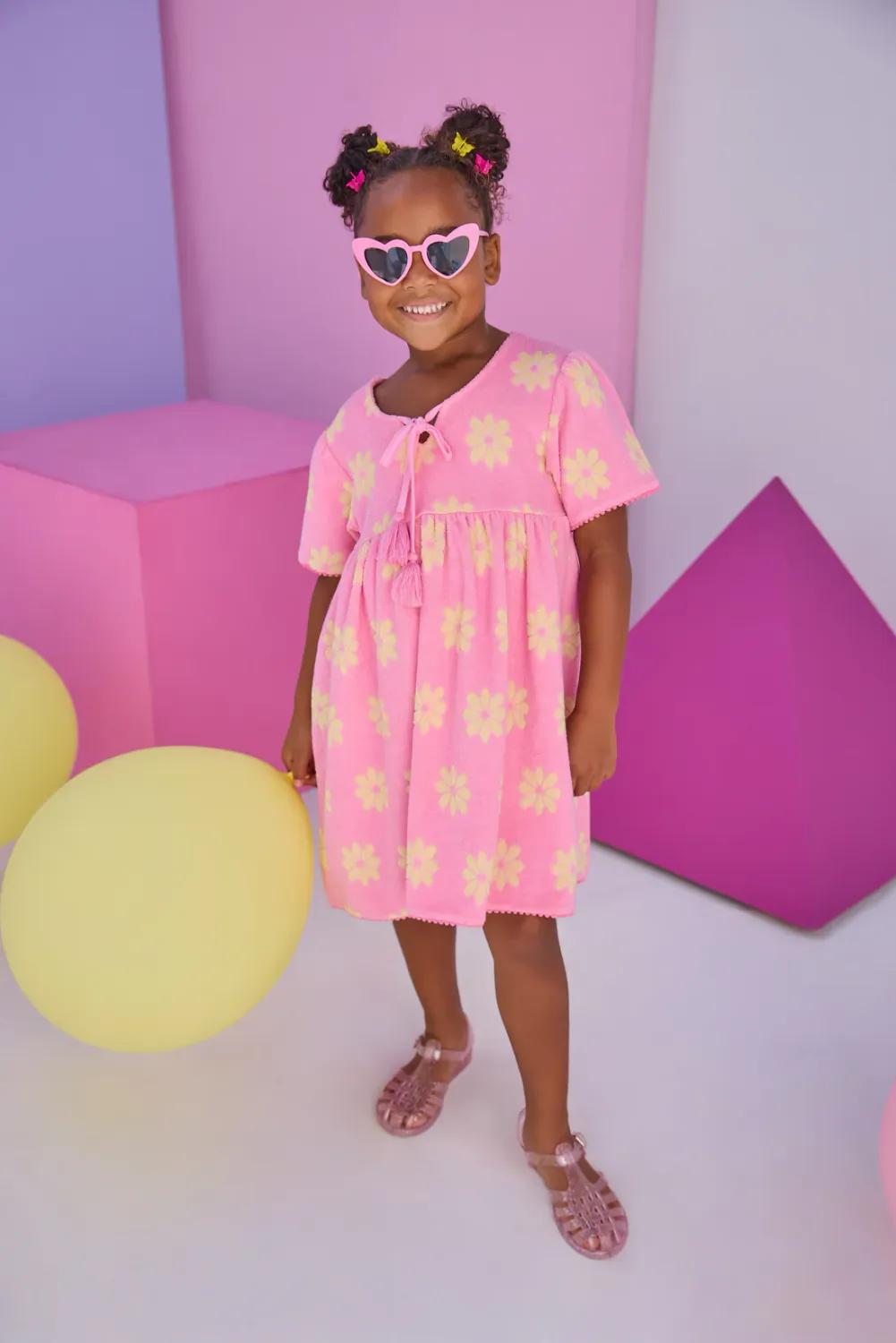 Pink Floral Terry Riviera Dress