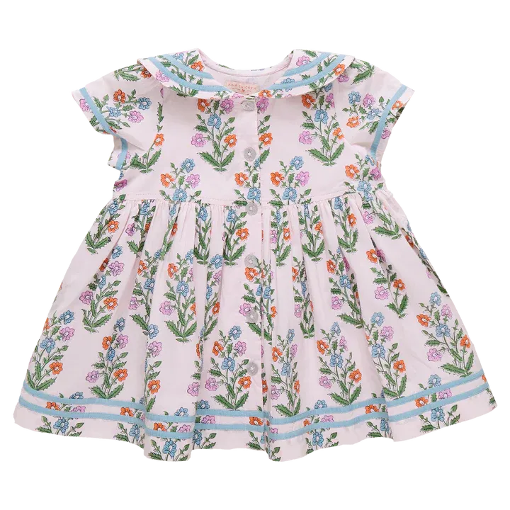Pink Dewdrop Block Print Elowen Dress