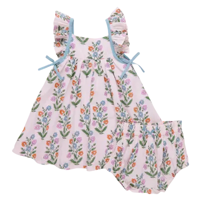 Pink Dewdrop Block Print Ailee Dress Set