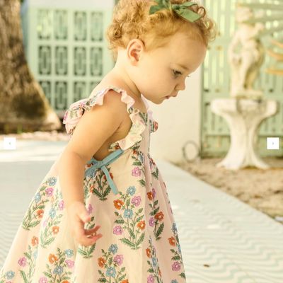 Pink Dewdrop Block Print Ailee Dress Set