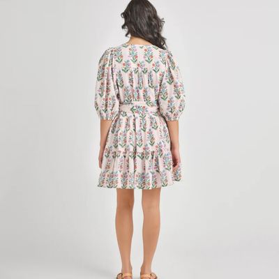 Pink Dewdrop Block Print Indira Dress