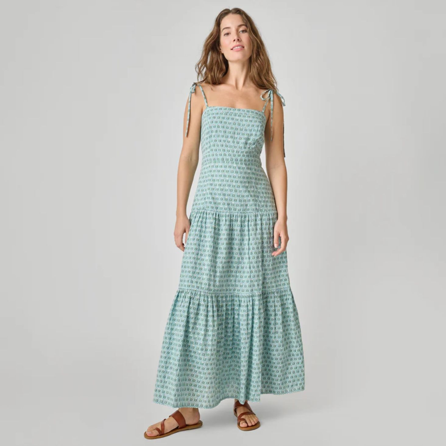 Blue Prairie Block Print Marilyn Dress