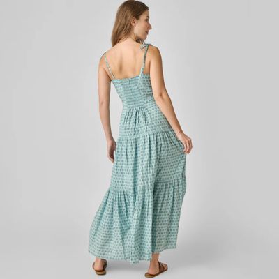 Blue Prairie Block Print Marilyn Dress