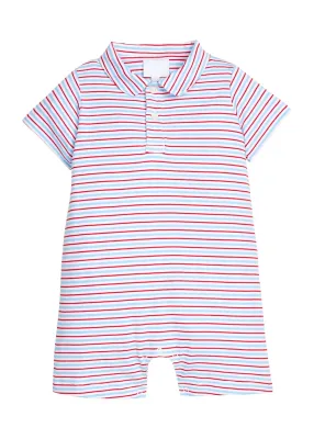 Primary Stripe Peter Pan Polo Romper