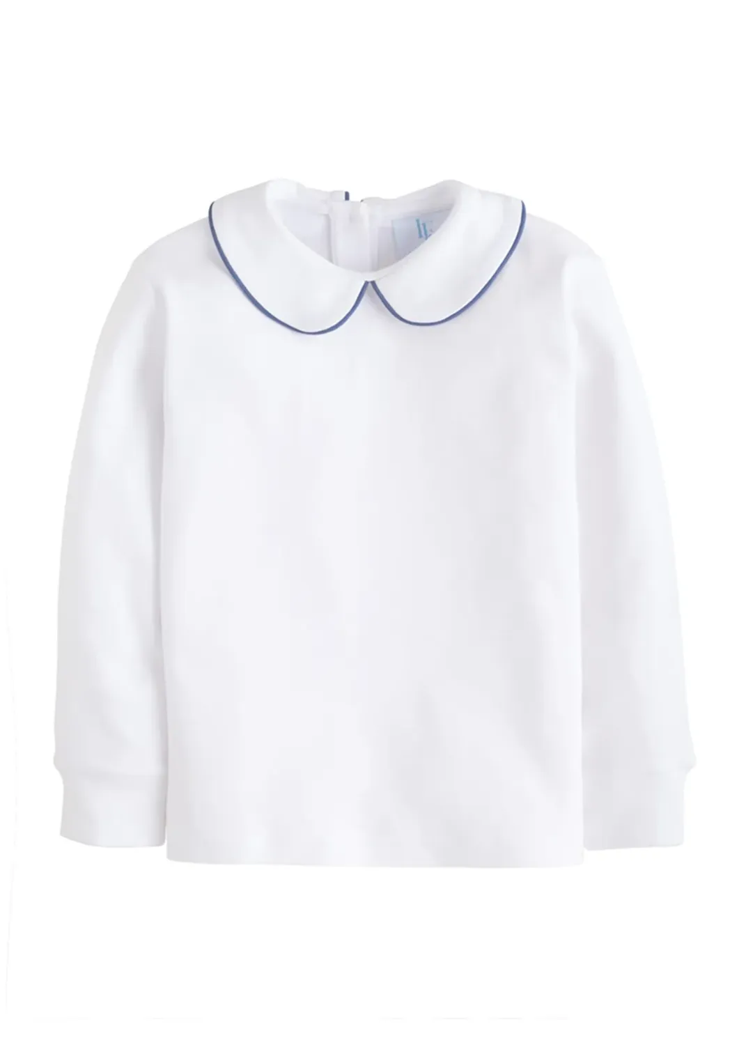 Gray Blue Piped Peter Pan Shirt
