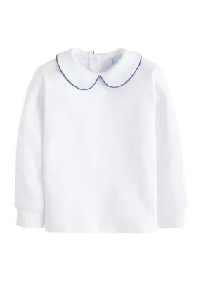 Gray Blue Piped Peter Pan Shirt