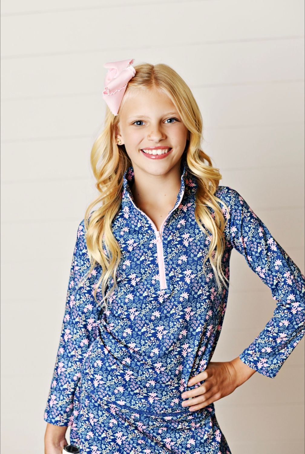 Navy Ditsy Floral Pullover Top