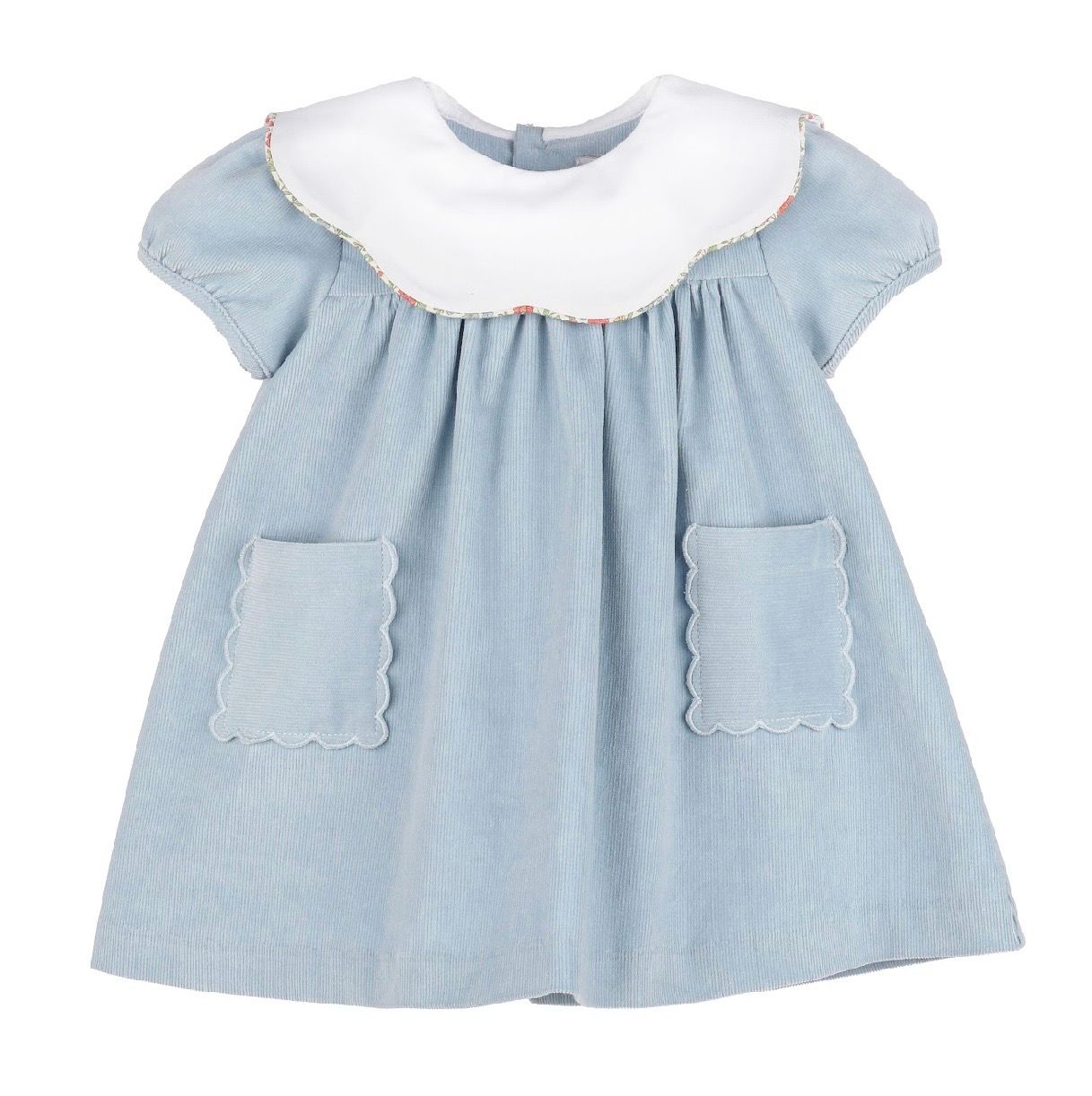 Blue Vintage Cords Scallop Dress