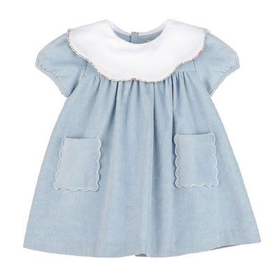 Blue Vintage Cords Scallop Dress