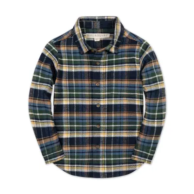 Navy Cottage Plaid Flannel Shirt