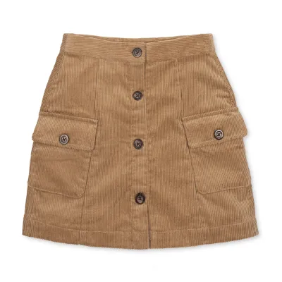 Medium Brown Corduroy Button Front Skirt