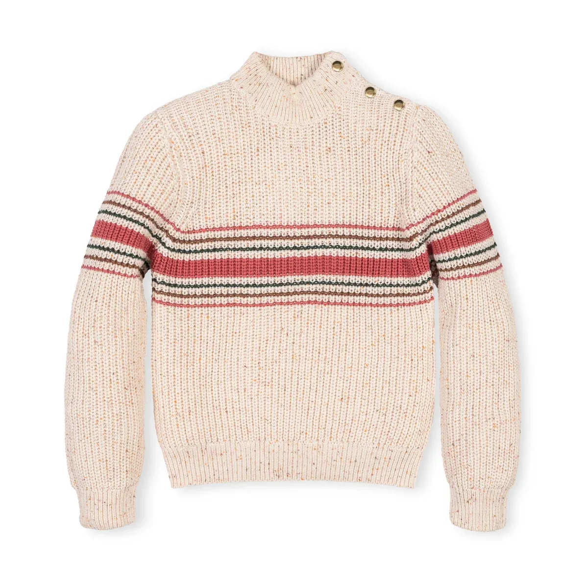 Ivory Multi Fleck Mock Neck Sweater