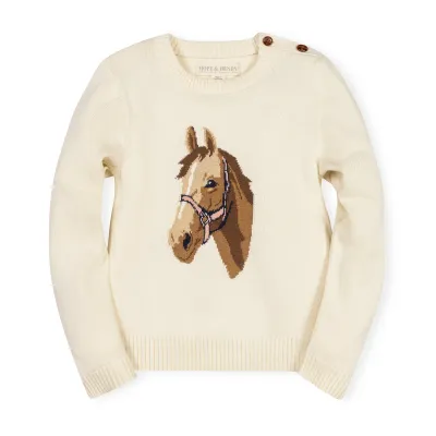 Ivory Organic Horse Intarsia Sweater