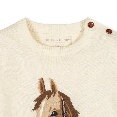Ivory Organic Horse Intarsia Sweater