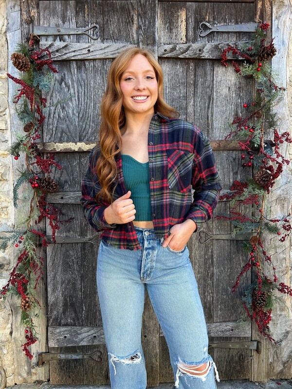 Christmas Cookie Cropped Plaid Jacket
