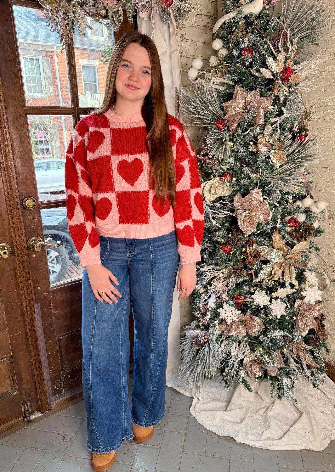 Sweetheart Check Knit Sweater Sweetheart Check Knit Sweater