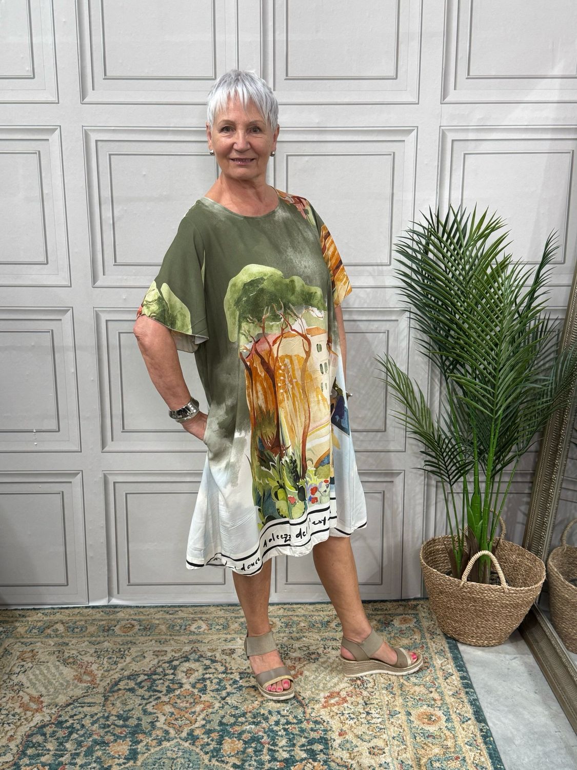 Cote ď Azur Khaki Midi