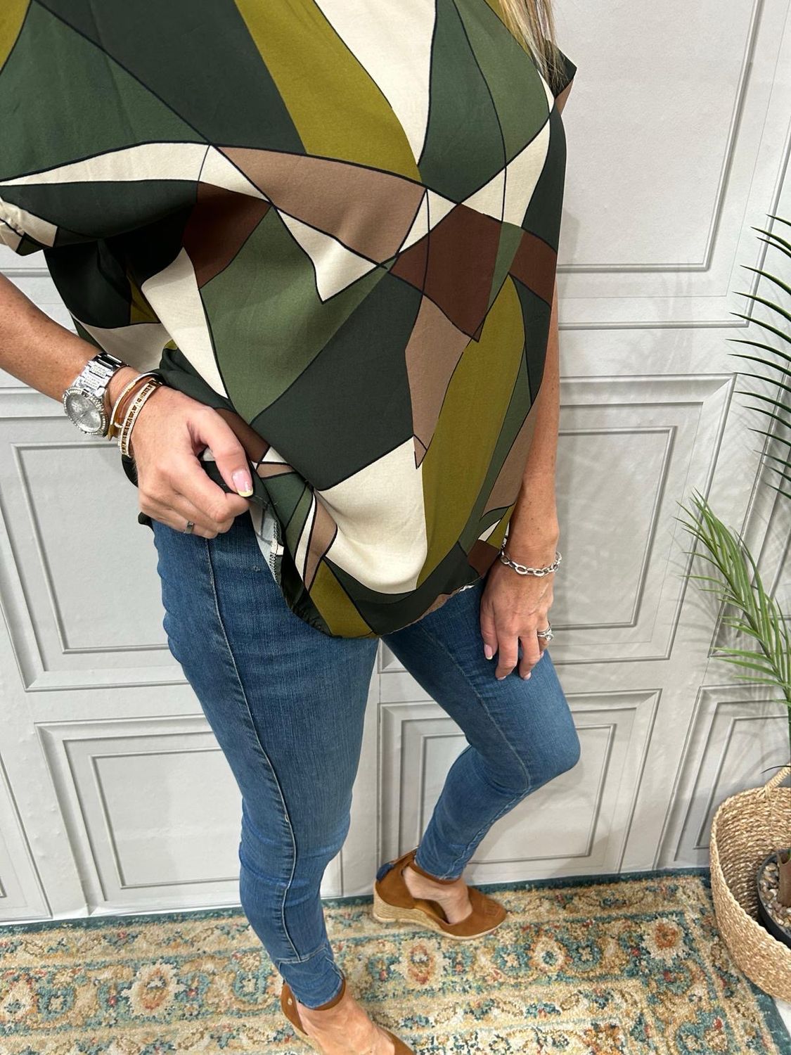 Geo Khaki Cream