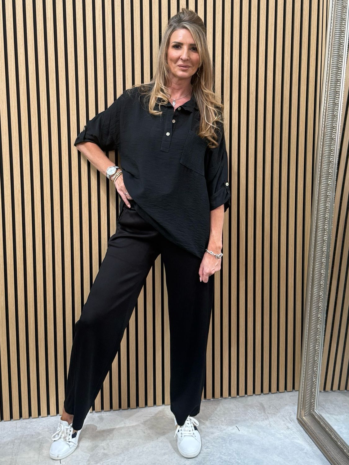 Ava Smock Shirt Black