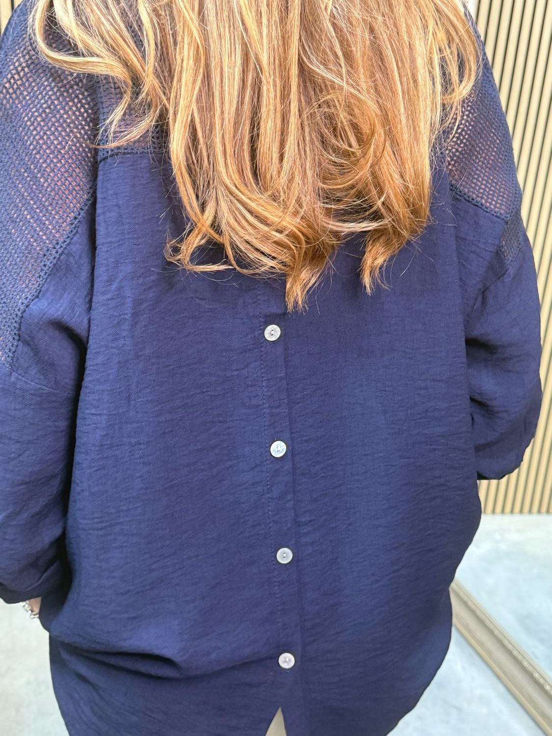 Ava Smock Shirt Navy