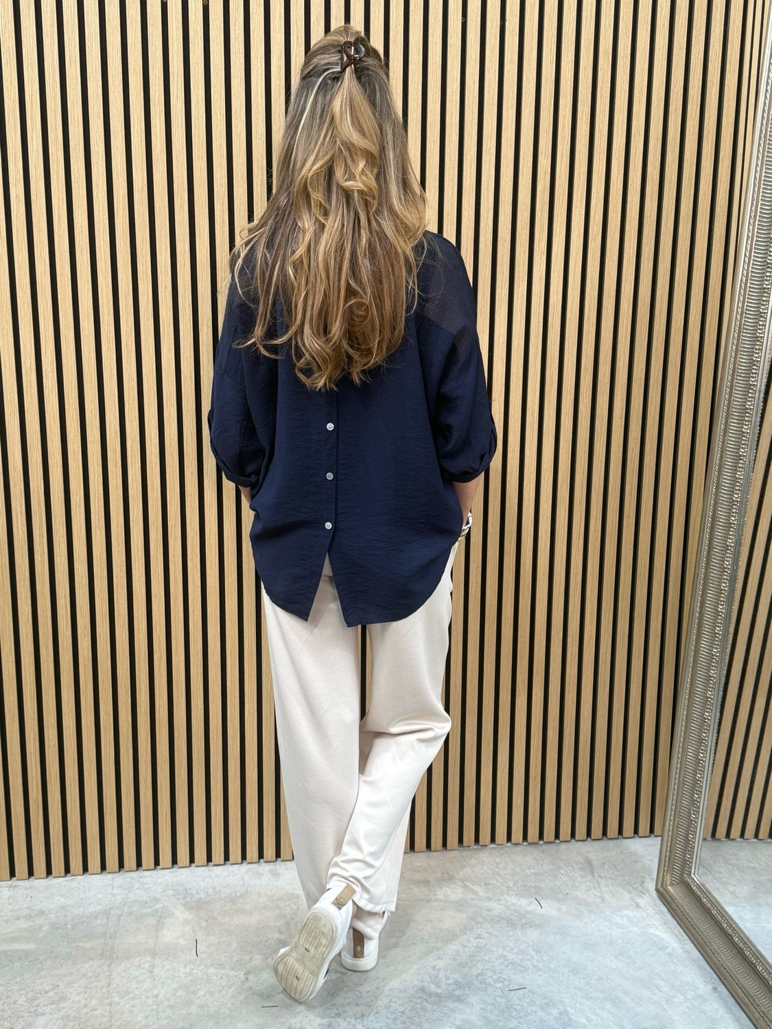 Ava Smock Shirt Navy