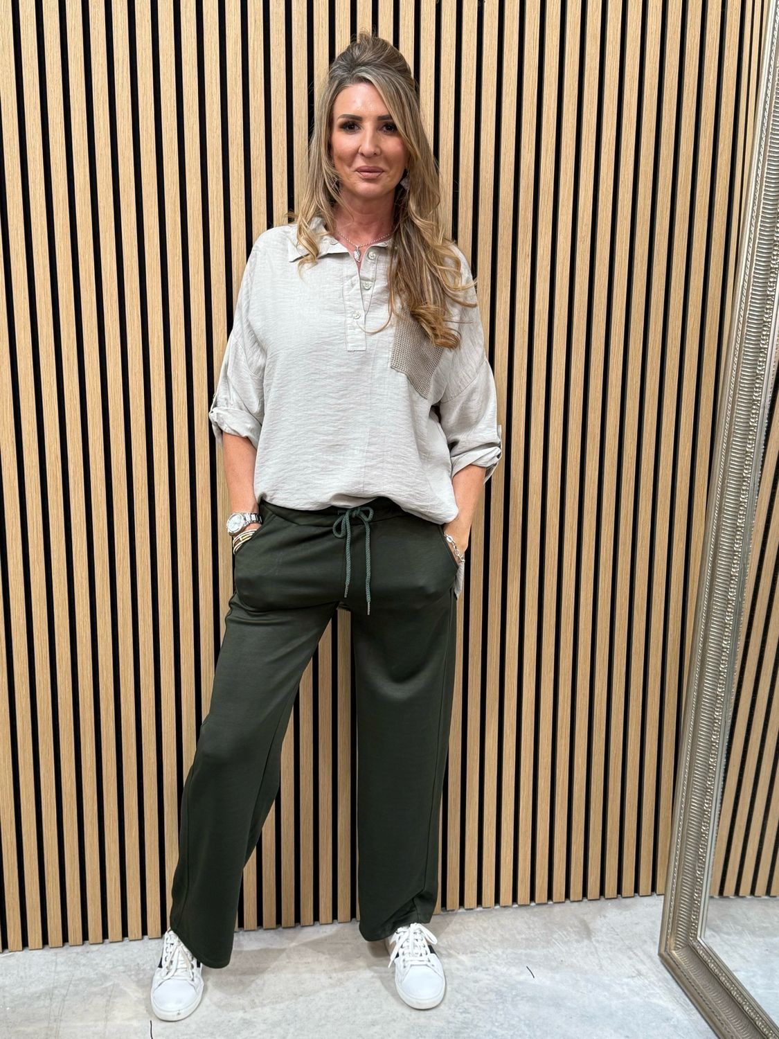 Ava Smock Shirt Taupe
