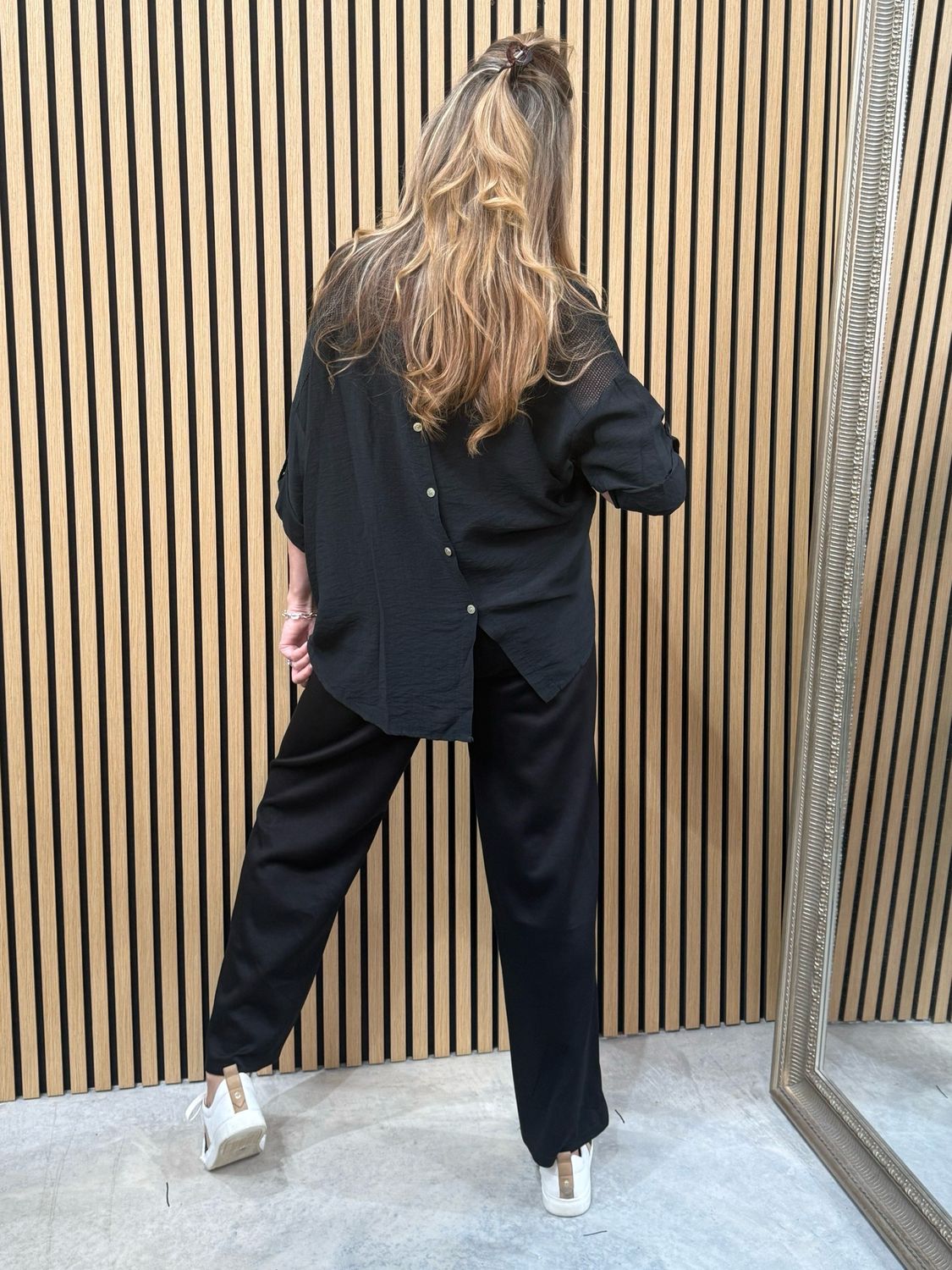 Ava Smock Shirt Black
