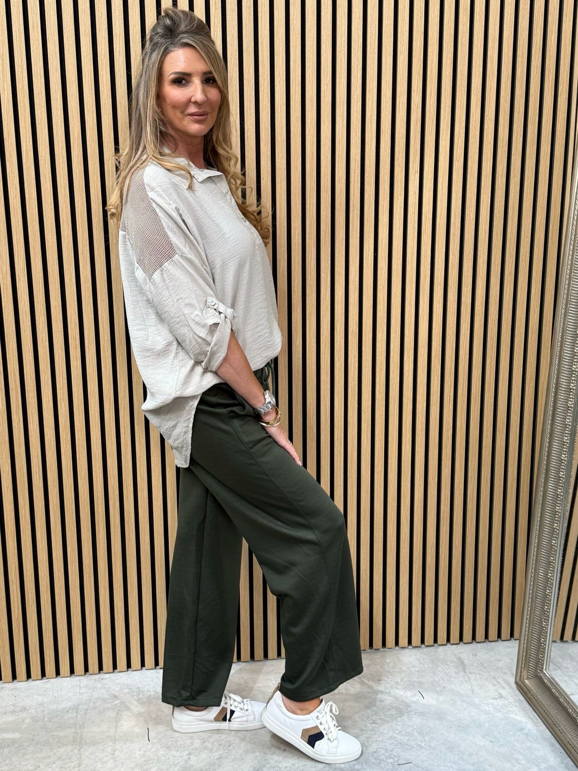 Ava Smock Shirt Taupe
