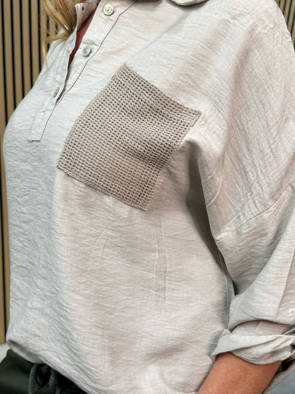 Ava Smock Shirt Taupe