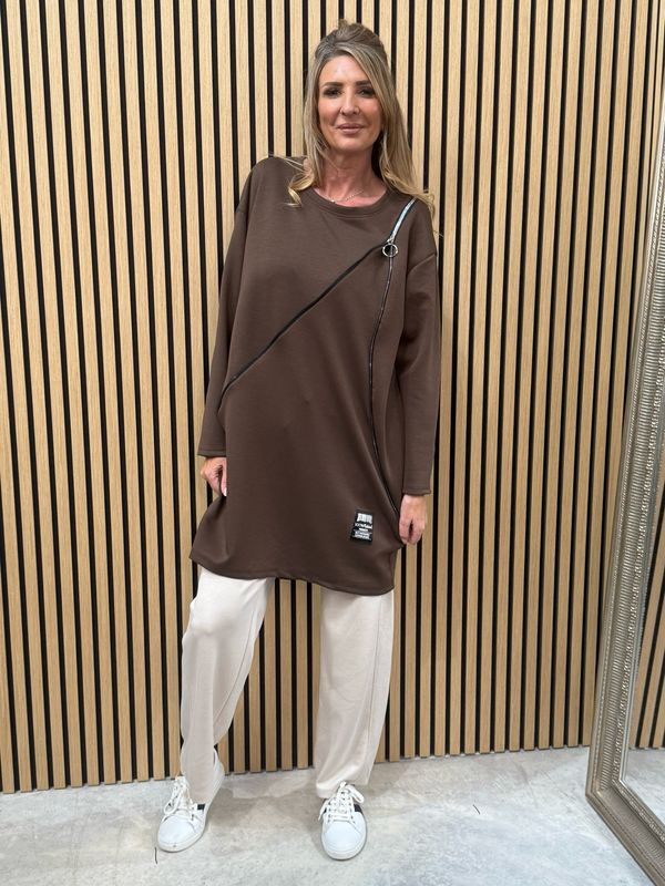 Zira Zip Jumper Chocolate