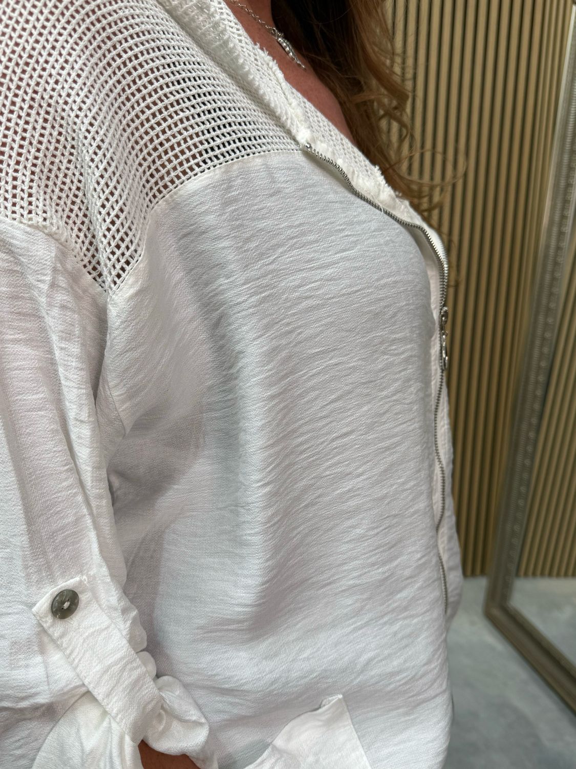 Zaya Zip Hoodie White