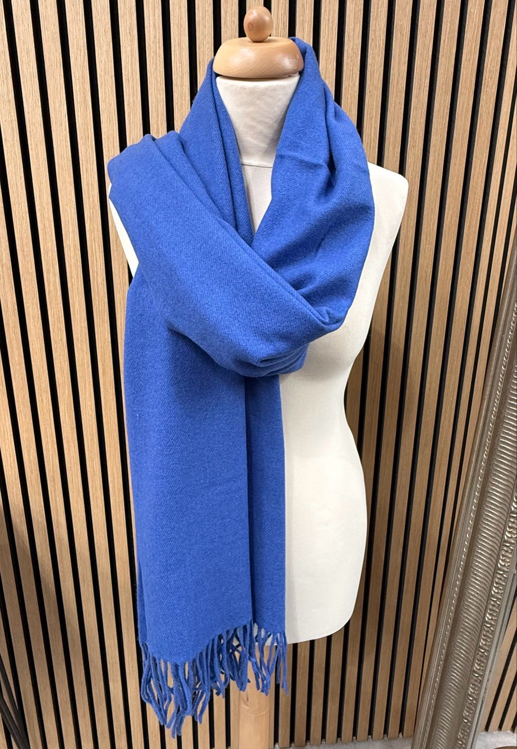 Classic Blue Fringed Scarf