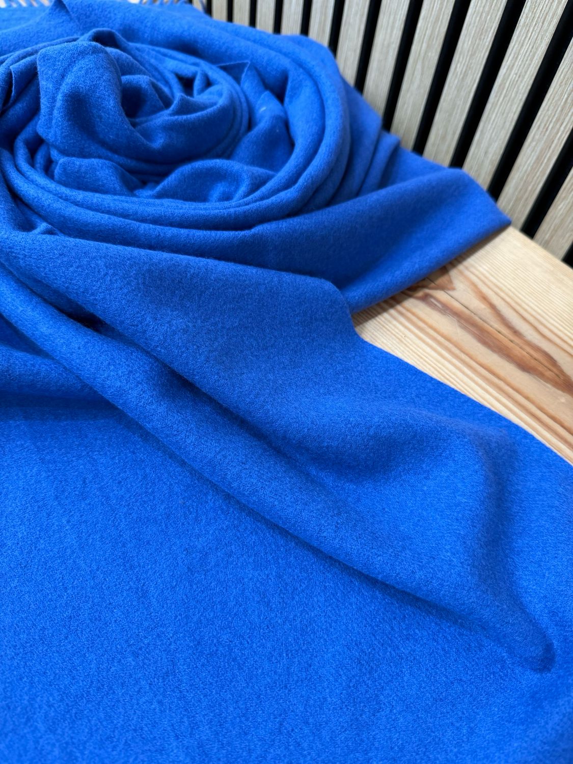 Classic Blue Fringed Scarf