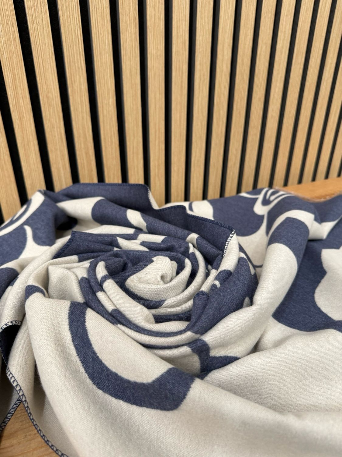 Reversible Navy &amp; Cream Floral Scarf