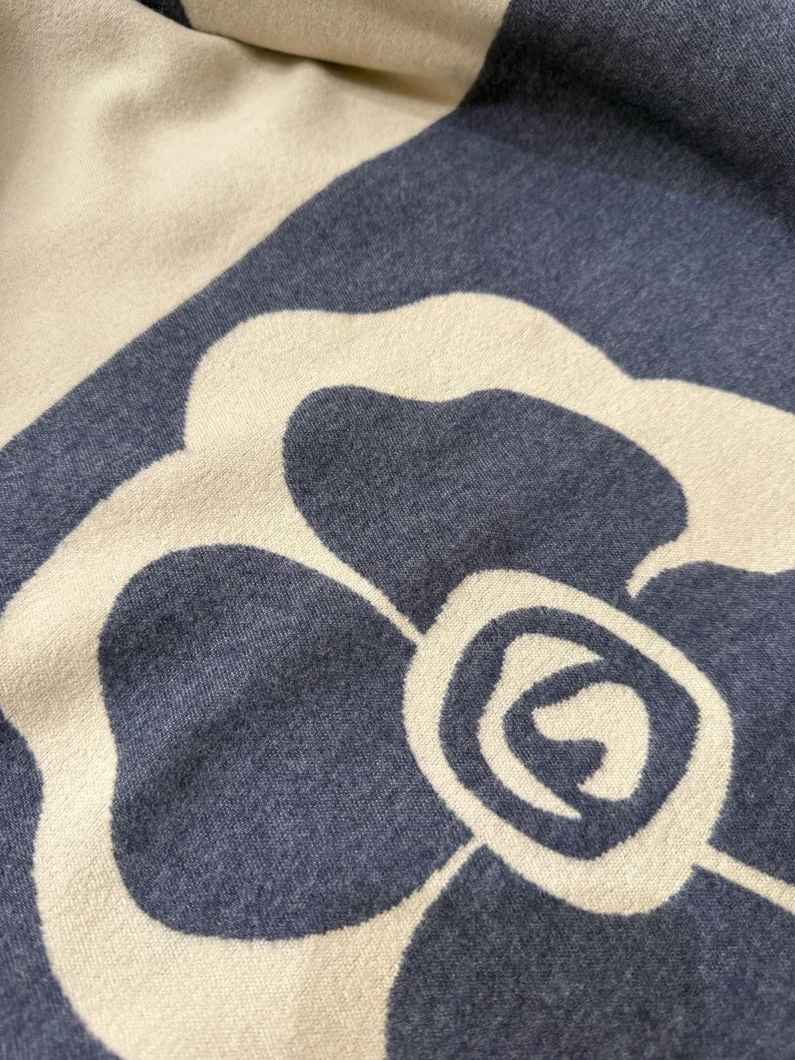 Reversible Navy &amp; Cream Floral Scarf