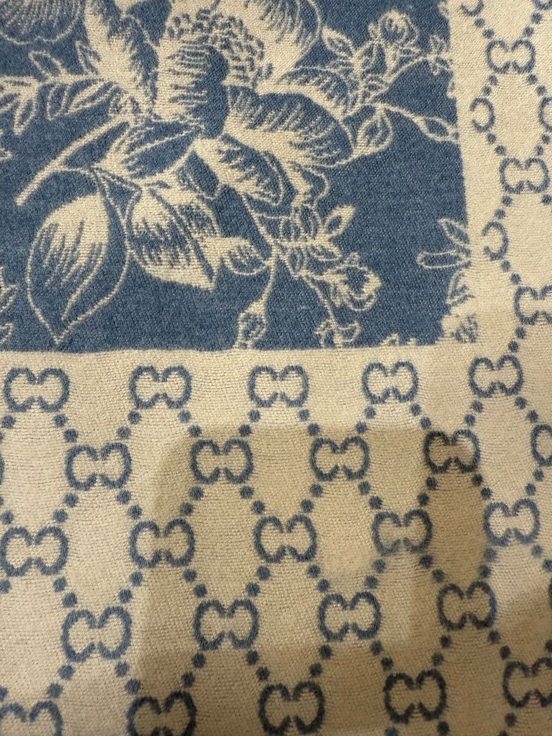 Reversible Blue Floral &amp; Chain Print Scarf