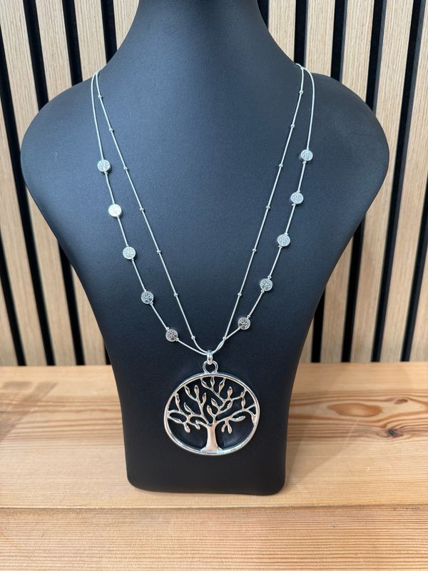 Double Layer Tree Of Life Pendant Necklace