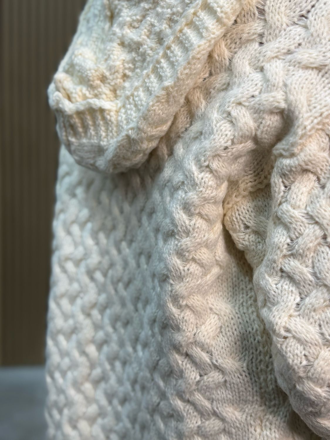 Sasha Cable Knit Hooded Cardigan Cream