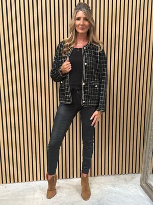 Sofia Checked Knit Jacket Black
