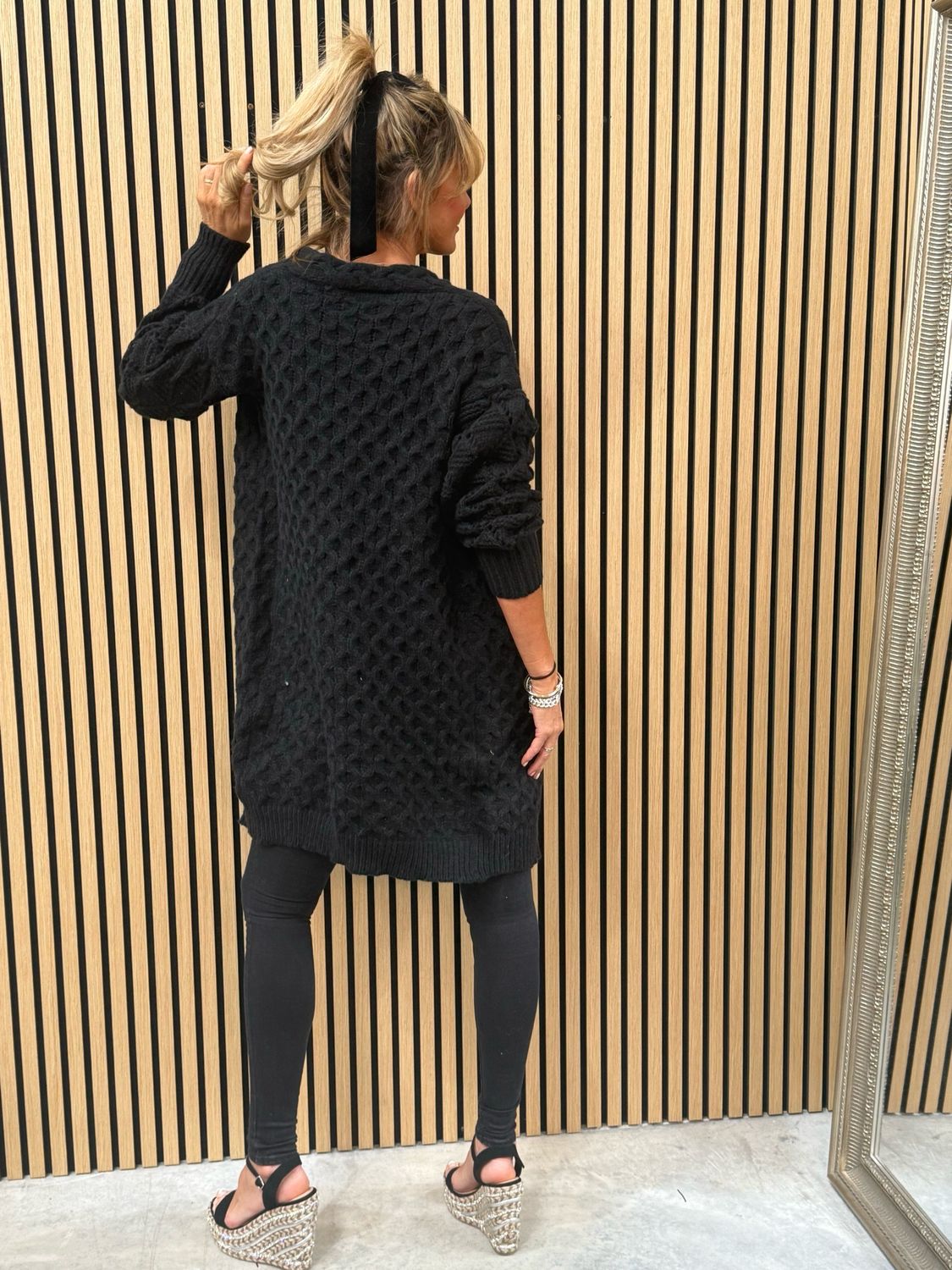 Trudy Chunky Knit Longline Cardigan Black