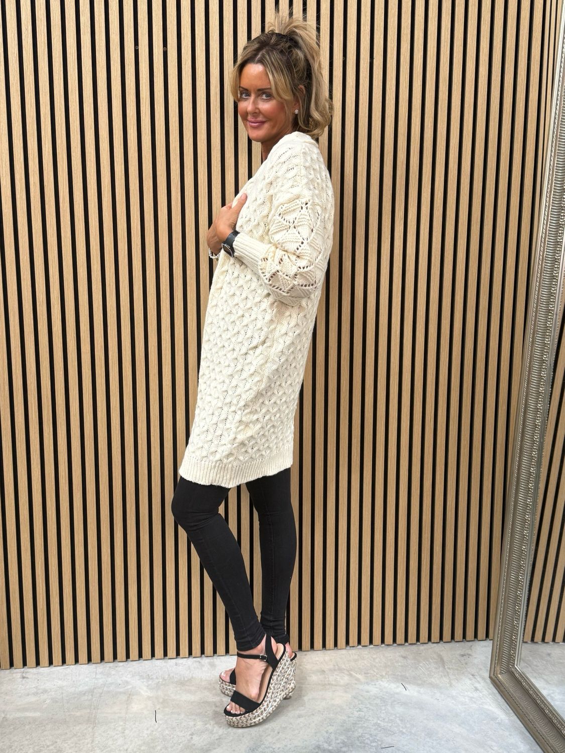 Trudy Chunky Knit Longline Cardigan Cream