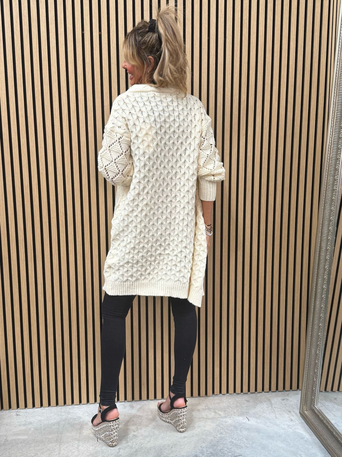 Trudy Chunky Knit Longline Cardigan Cream